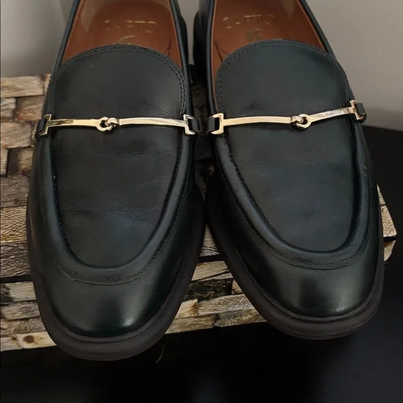 SARTO (US 6) by Franco Sarto Eda Loafer Leather Padded Sturdy Sole English Green - Picture 6 of 16